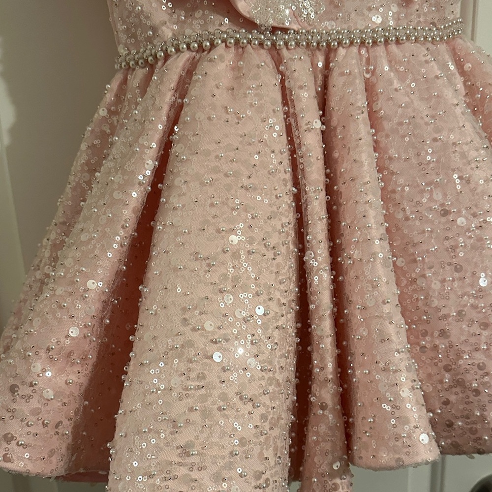 Pink Sequin Ruffle Dress - Picture 3 of 7
